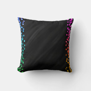 Coussin Confettis Points Arc-en-ciel Noir