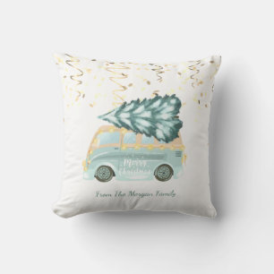 Coussin Confettis, sapin de Noël vert camion 