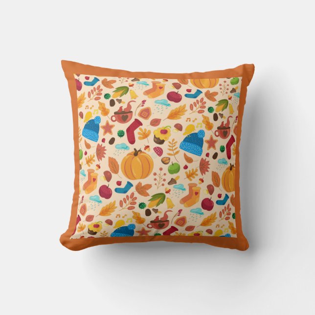 Coussin Confortable Automne Automne Motif Froid Météo Oran (Recto)
