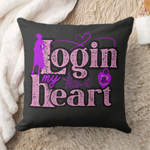 Coussin Connectez-vous à mon coeur. Saint-Valentin .Jeu d'