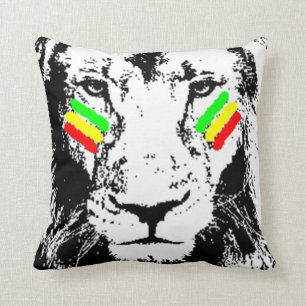 Coussin Conquête du carreau de noir d'oeil de Rasta de