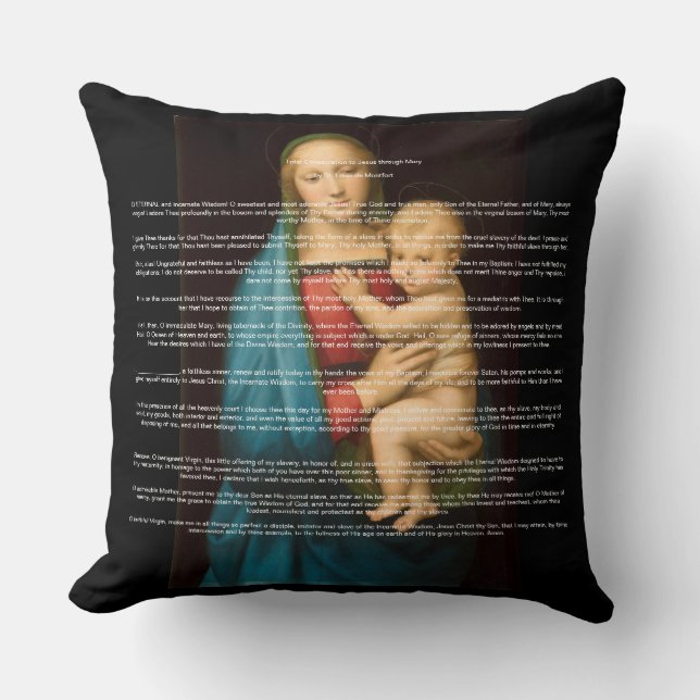 Coussin Consacrement total à Jésus par Marie Jeter Pil (Recto)