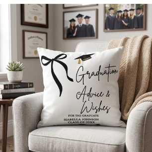 Coussin Conseils et vœux de fin d'études minimalistes Sign