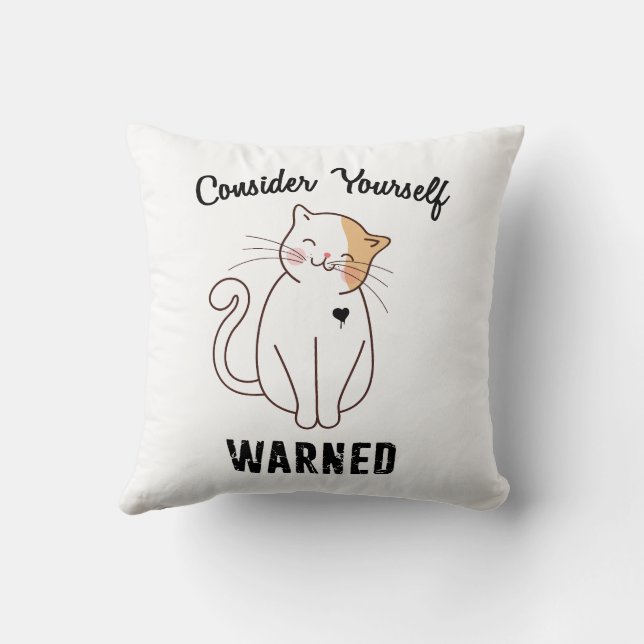 Coussin Considérez-vous averti chat mal (Verso)