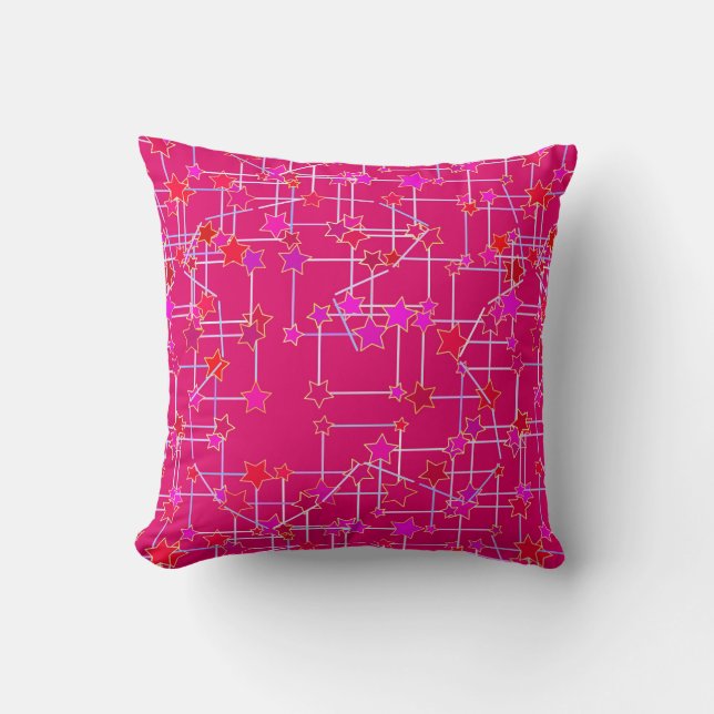 Coussin Constellation Abstraite d'étoiles, rose Fuchsia pr (Recto)