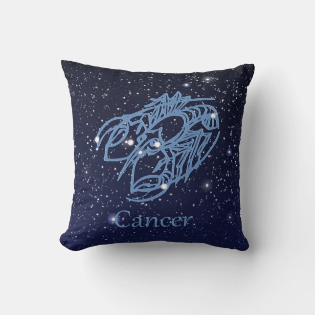 Coussin Constellation du cancer et signe zodiaque avec éto (Recto)