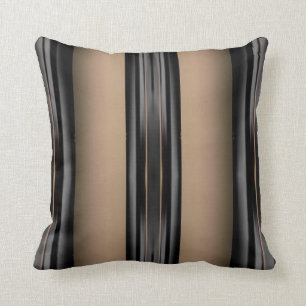 Coussin Contact des rayures de classe sur noir/Tan/or/gris