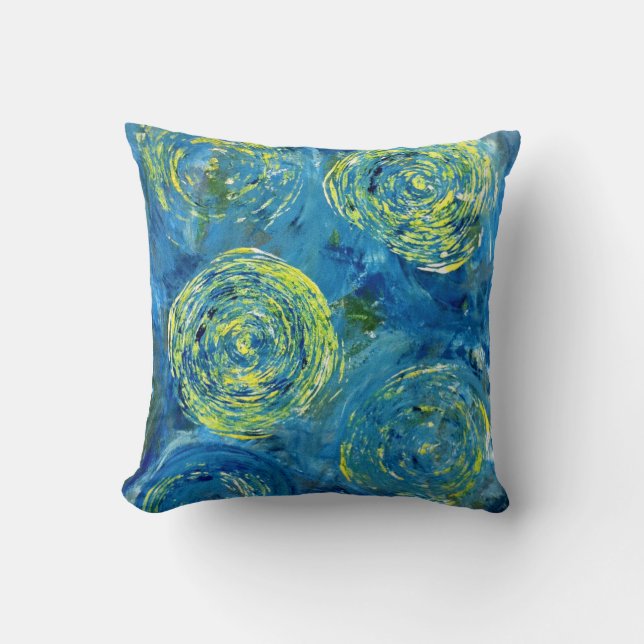 Coussin contemporain bleu (Recto)