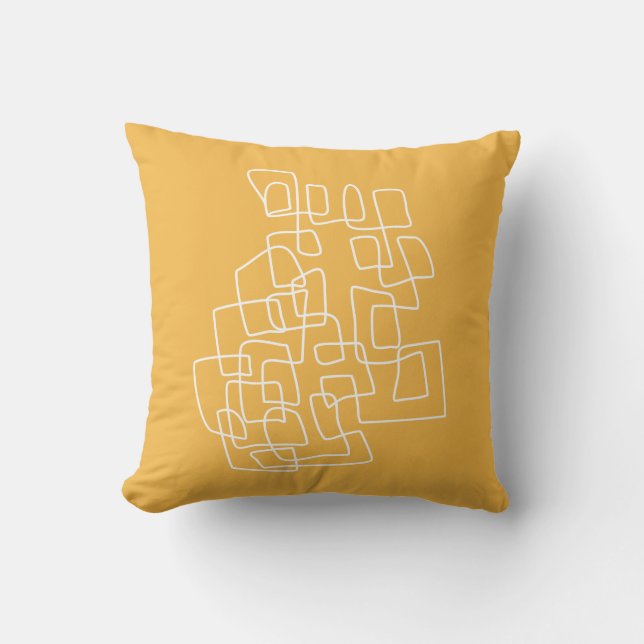 Coussin Contemporain Cute Jaune Moderne Abstraite Ligne Ar (Recto)