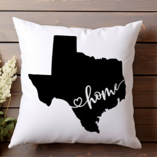 Coussin Contour du cœur de l'État du Texas à la maison