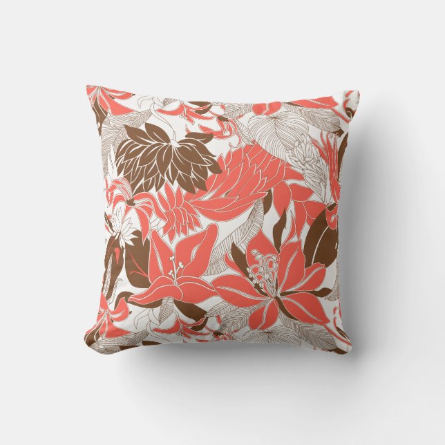 Coussin Contour Hawaii Tropical Lily et Protea Floral (Recto)