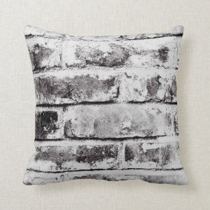 Coussin Contraste blanc Texture de brique industrielle rus