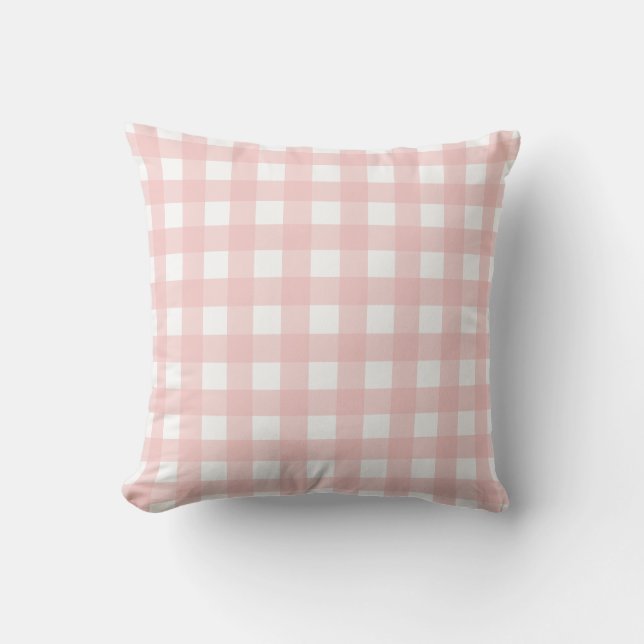 Coussin Contrôle rose et blanc de quartz rose de guingan (Recto)
