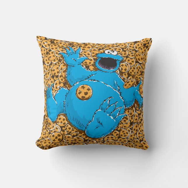Coussin Cookie Monster et cookies vintage (Recto)