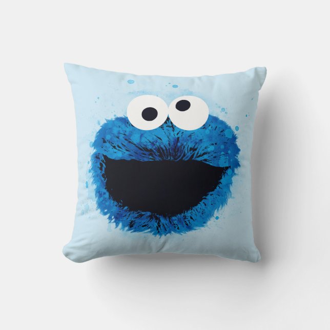 Coussin Cookie Monster | Mode aquarelle (Recto)