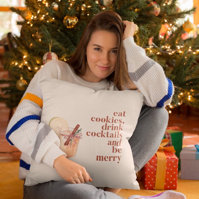 Coussin Cookies de Noël Cocktails Be Merry Holiday (Créateur téléchargé)