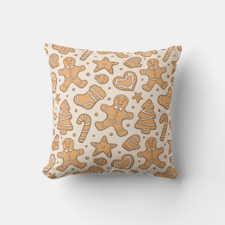 Coussin Cookies homme en pain d'épices Noël beige neutre
