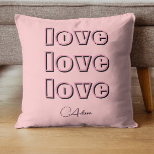 Coussin Cool Candy Rose Clair 3 x Amour   Rose Pastel