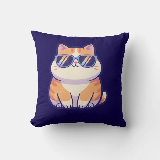 Coussin Cool Cat Throw Pillow – Stylish Feline Vibes for Y (Recto)