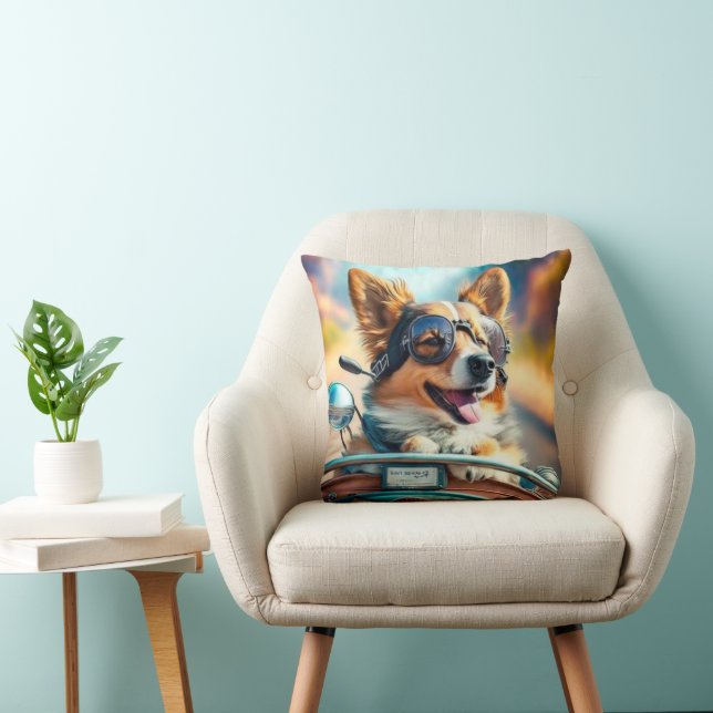 Coussin Cool chien biker, chien de conduite mignon jeter d (Chaise)
