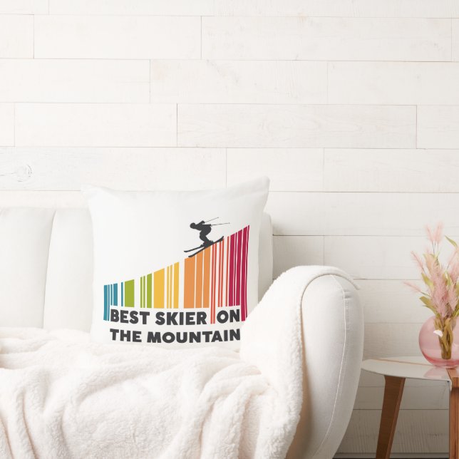 Coussin Cool Code Barre Conception Meilleur Skieur Sur La  (Canapé)