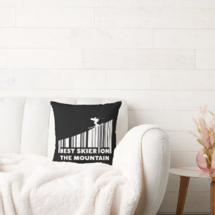 Coussin Cool Code Barre Conception Meilleur Skieur Sur La