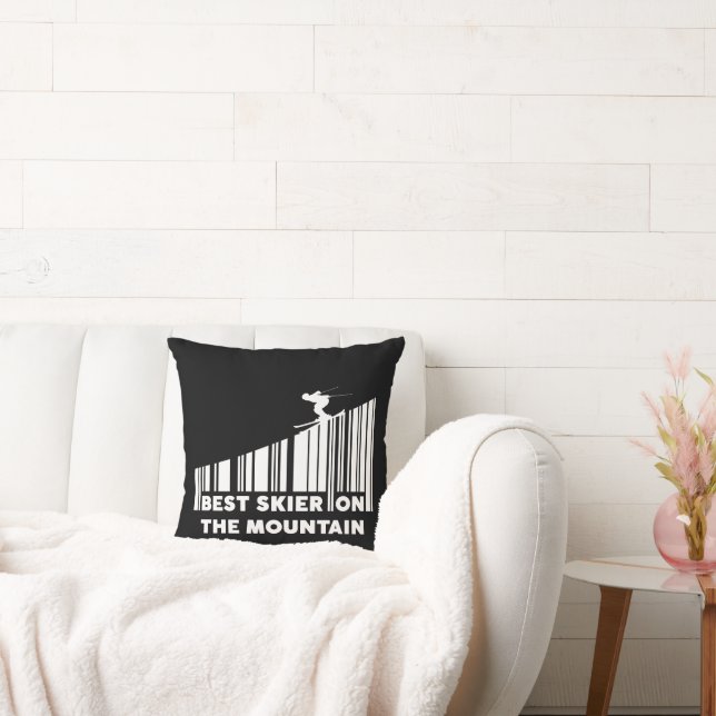 Coussin Cool Code Barre Conception Meilleur Skieur Sur La  (Canapé)