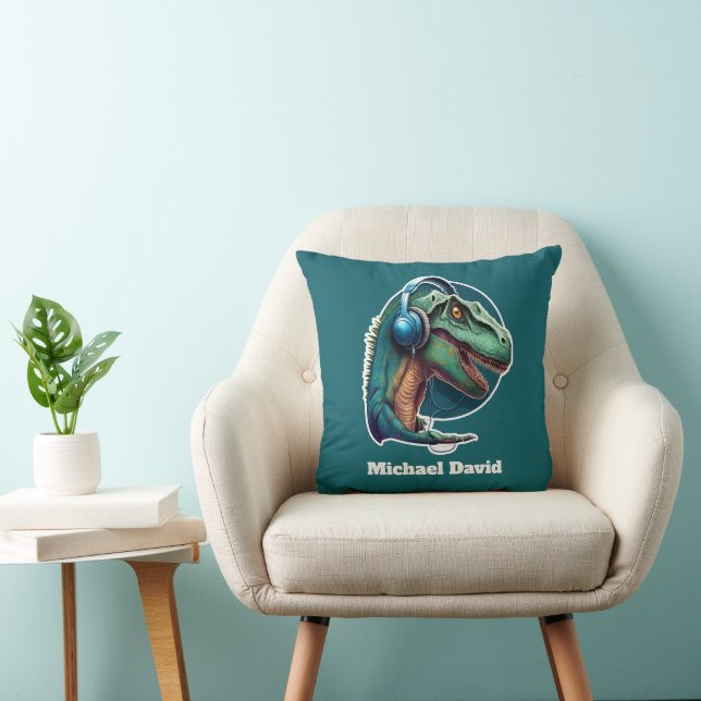 Coussin Cool Gamer dinosaur ajouter nom (Chaise)