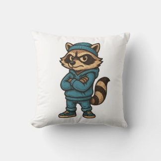 Coussin Cool Gangster Raccoon - Vêtements de rue urbains A