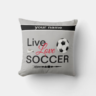 Coussin cool live amour soccer sports ajouter nom
