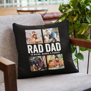 Coussin Cool Moderne RAD DAD Photo personnalisée Noms des 