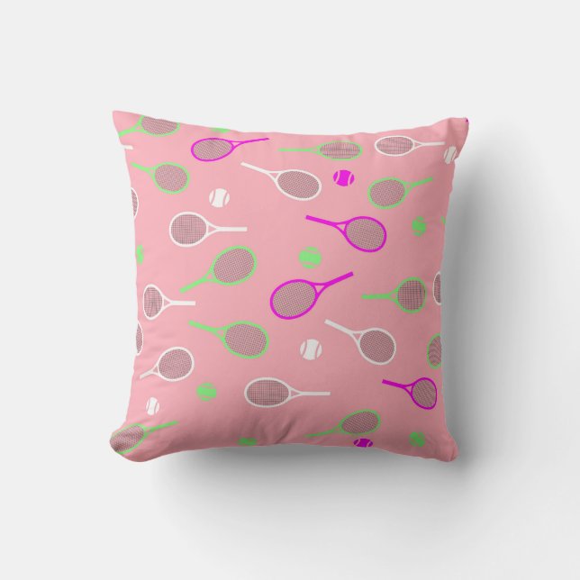 Coussin Cool Pastel Pink Retro Racquets de Tennis Motif (Recto)