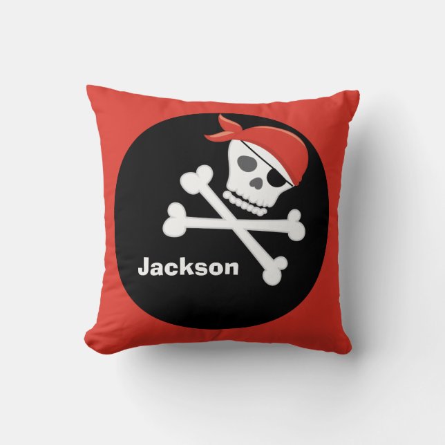 Coussin Cool Personnalisé Pirate Kids Rouge Noir (Recto)