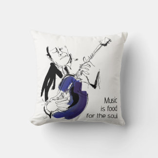 Coussin Cool Retro Man Playing Guitar - Jazz Music Art