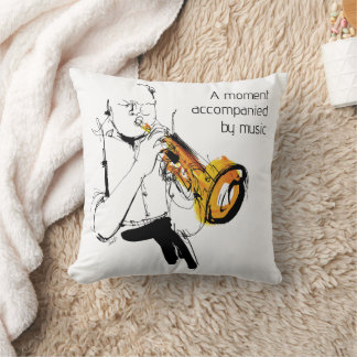 Coussin Cool Retro Man Playing Trumpet - Jazz Music Art