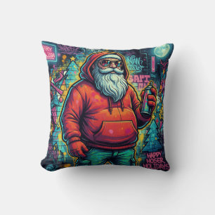Coussin Cool Santa Graffiti – Style de Noël Urbain