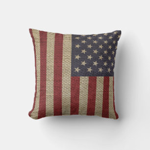 Coussin Cool tendance Amérique drapeau burlap texture