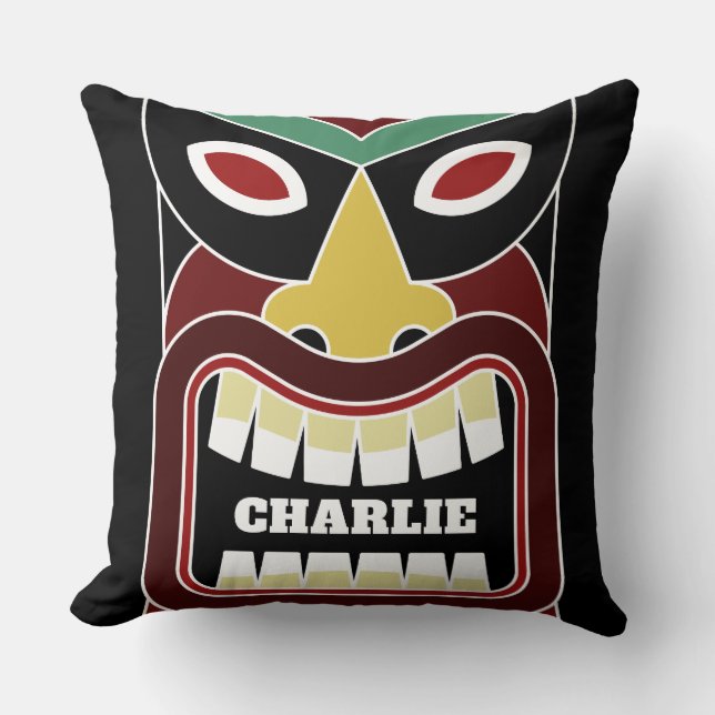 Coussin Cool Tiki Totems nom personnalisé lancer des oreil (Recto)