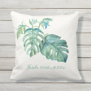 Coussin Coordonnées de la feuille de monochromie de l'aqu