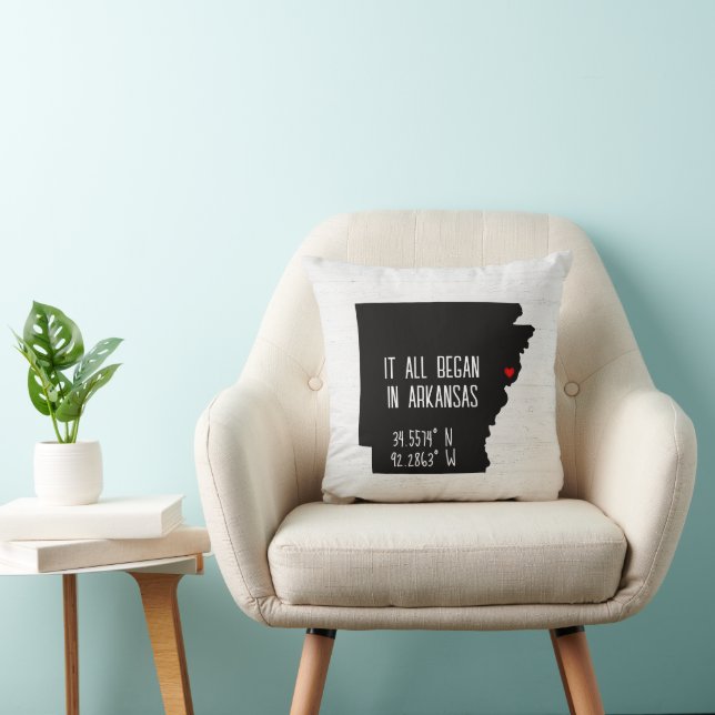 Coussin Coordonnées GPS Arkansas avec coeur (Chaise)