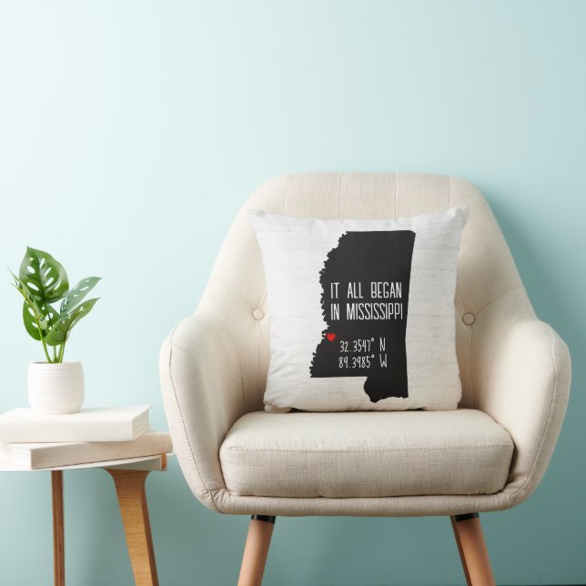Coussin Coordonnées GPS du Mississippi avec coeur (Chaise)