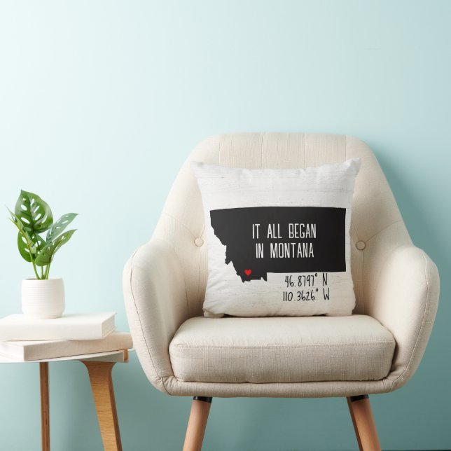 Coussin Coordonnées GPS Montana avec coeur (Chaise)
