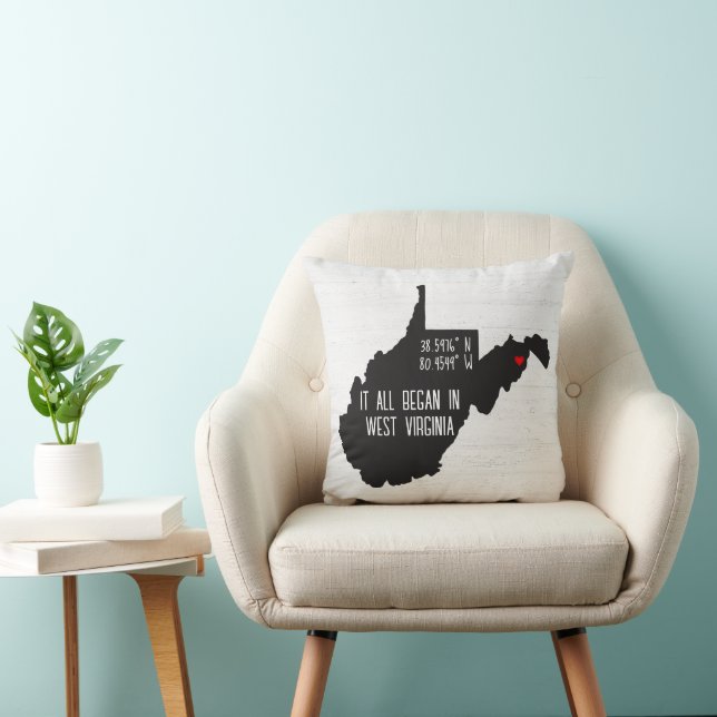Coussin Coordonnées GPS West Virginia avec coeur (Chaise)