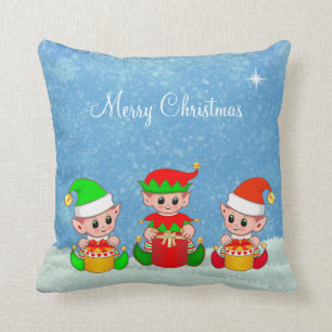 Coussin Copains de lutin de Noël mignons et drôles moderne