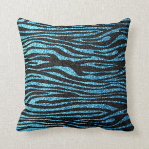 Coussin Copie bleue de zèbre (parties scintillantes de
