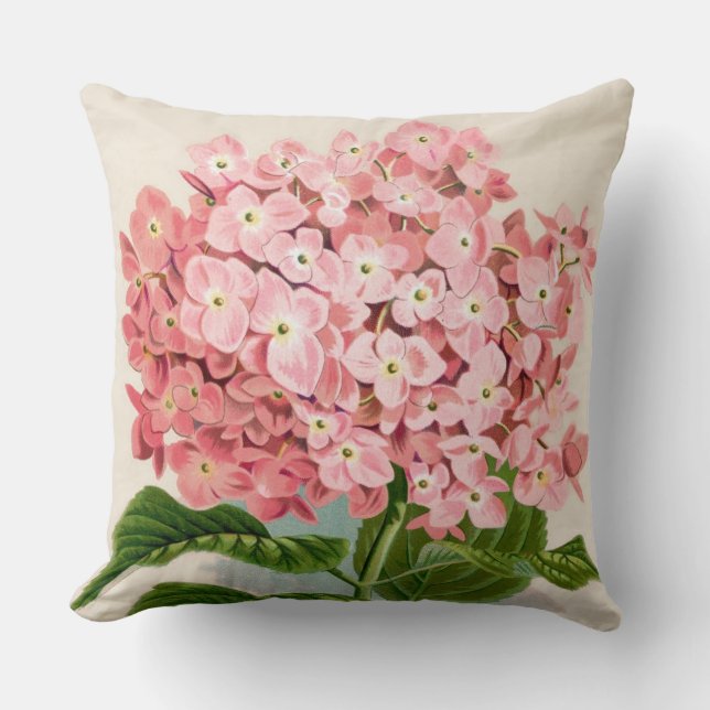 Coussin Copie botanique d'hortensia rose (Recto)