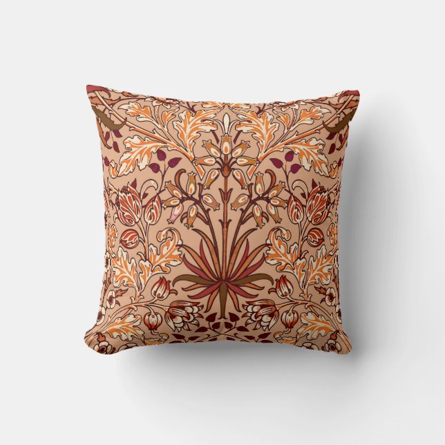 Coussin Copie, brun et beige de jacinthe de William Morris (Recto)