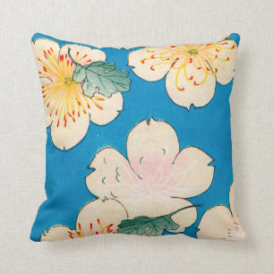 Coussin Copie de bois de graveur de couleur des fleurs de