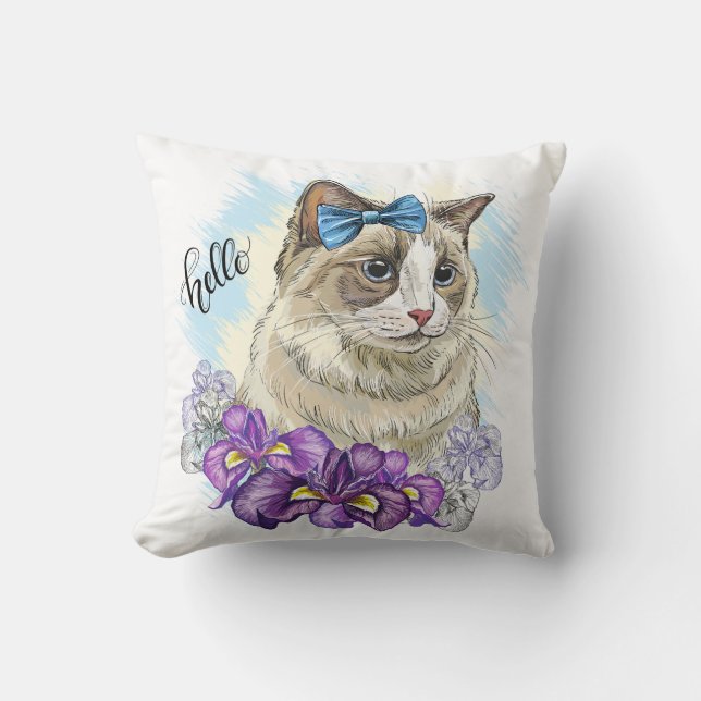 Coussin Copie de la main dessin drôle Chat mignon avec des (Recto)
