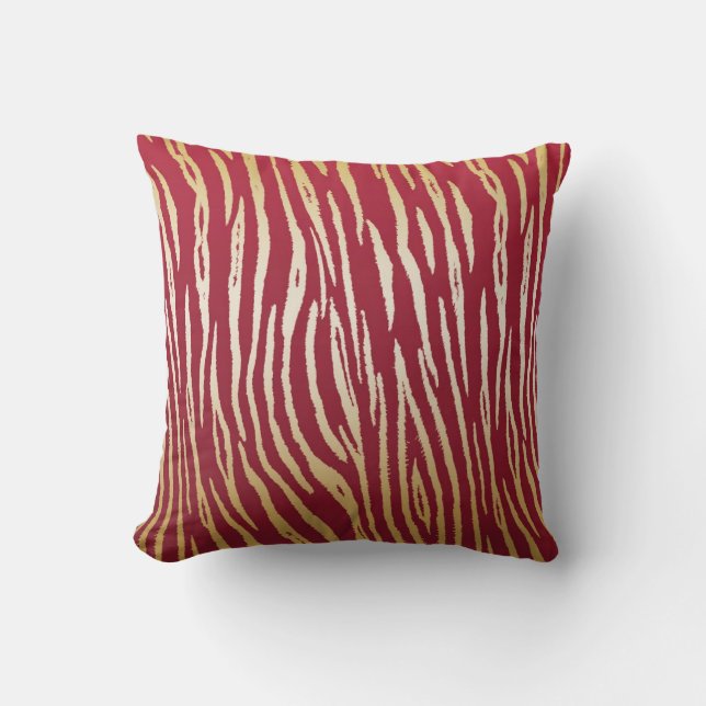 Coussin Copie de luxe de tigre de rouge et d'or (Recto)